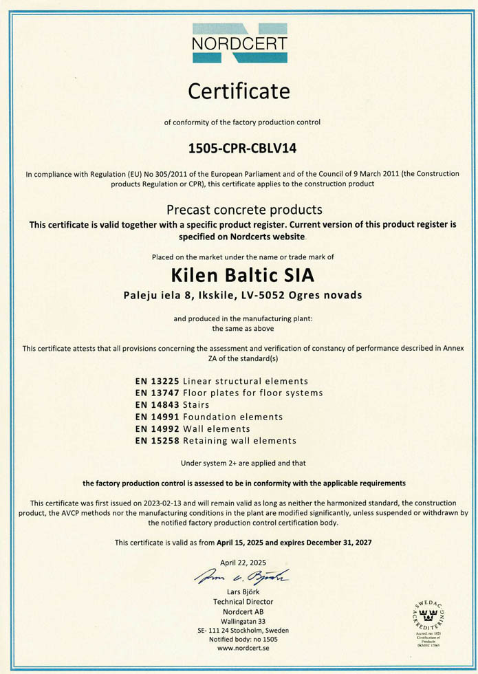 Nordecert CPR un CE sertifikāts